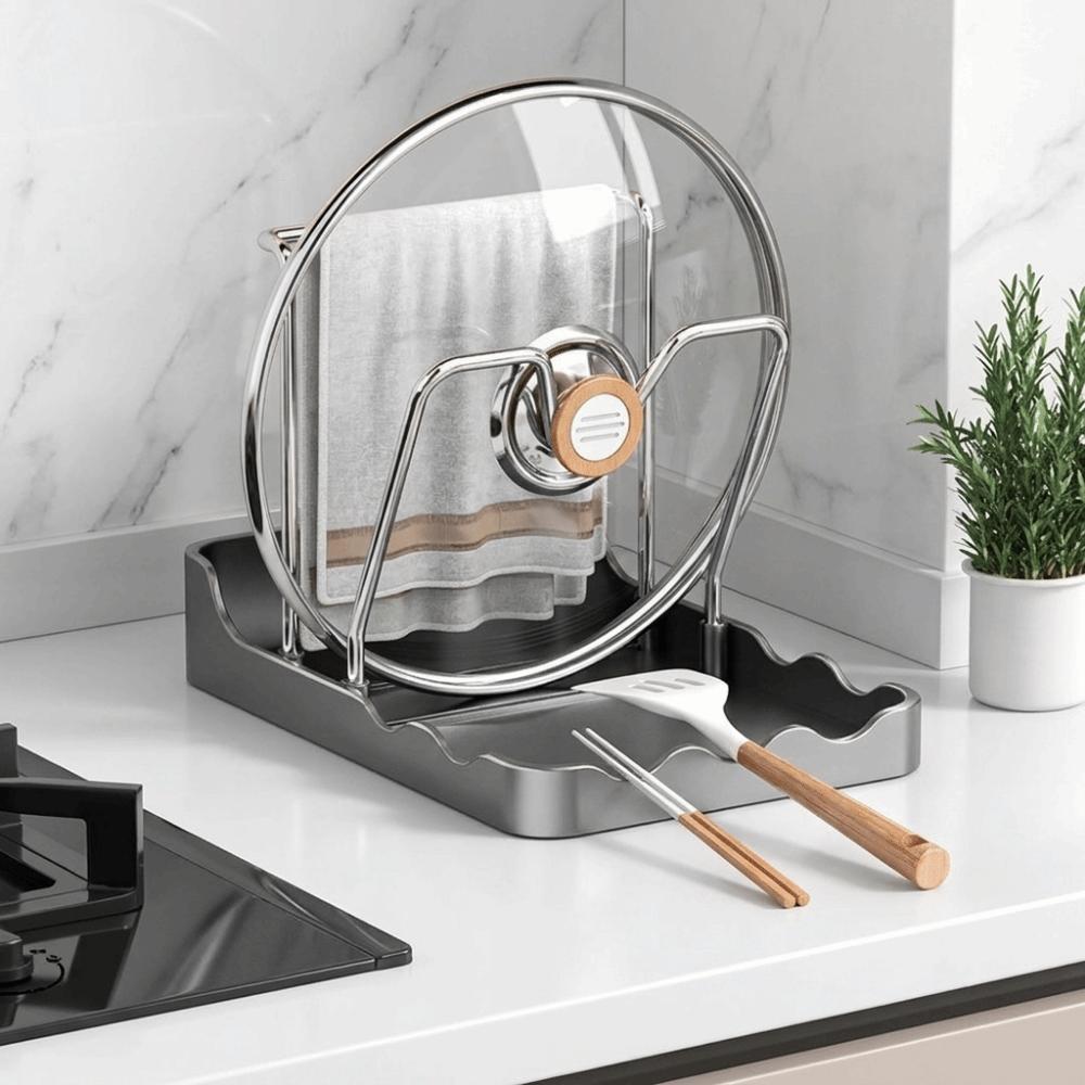 Plastic Pot Lid Storage Rack Draining Pot Cover Holder Durable Kitchen Storage Rack Pantry