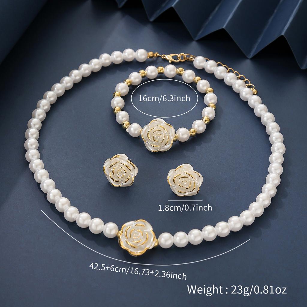 Elegant Imitation Zircon Delicate Flower Necklace Bracelets Earrings Women's Daily Versatile Party Banquet Wedding Zircon Gifts