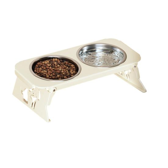 Elevated Dog Feeder Stainless Steel Pet Bowls with Foldable Stand No Spill Raised Pet Feeding Station for Healthy Eating Drinking Posture