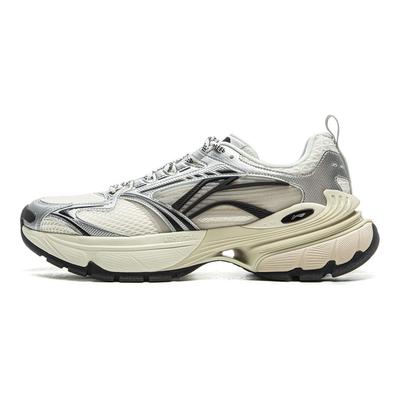 Li Ning Cushioning Abrasion Resistant Breathable Low Top Casual Shoes Men's White Silver AGCV243-3