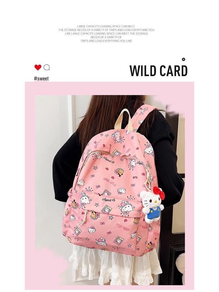 Large Capacity Cute Cartoon KT Cat Backpack for Middle School Girls - Lightweight and Perfect for Back To School