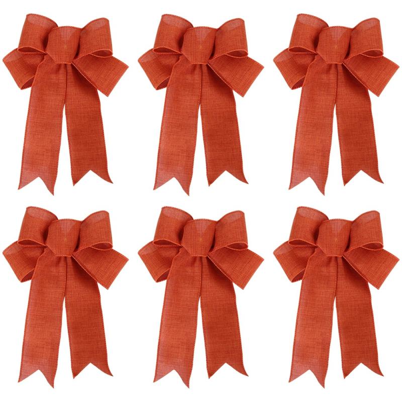 6 Pieces Christmas Bows Holiday Christmas Wreaths Bows Xmas Tree Decoration Bowties DIY Gift Wrapping for Home Party Decor