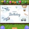 2D Boys Adventure Happy Birthday Backdrop Airplane Photography Background