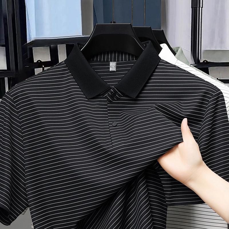 High-End Men'S Breathable Short-Sleeved T-Shirt Ice Silk Thin Casual Half-Sleeved Clothes Polo Shirt
