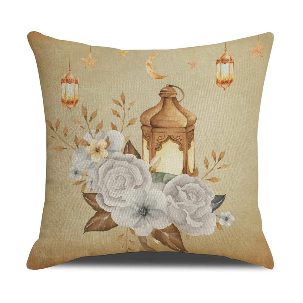 New Moon Oil Lamp Printed Pillow Case Festive Decoration Home Pillow Line Breathable Sofa Pillow