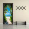 2pcs Tropical Beach Scenery Door Stickers 3D Wall Stickers Living Room Bedroom Entrance Decoration Stickers Self Adhesive Remova