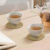 LANGYU Handwoven Rattan Coasters, Heat-Resistant, Natural Material, Round, Washable, Stylish, 10cm Diameter, Heat-Insulating, Non-Slip, Handwoven,