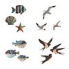 3Pcs/Set Ocean Theme Wall Decoration Wooden Fish Shell Starfish Wall Art Farmhouse Home Living Room Bathroom Nautical Coastal Hanging Ornament