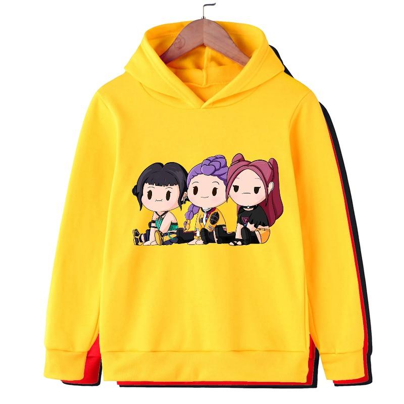 KPOP Devil Hunter Boy Girl Hoodie Street Sports Casual Trendy Harajuku Cartoon Children Autumn Winter Sweatshirt Clothing Top