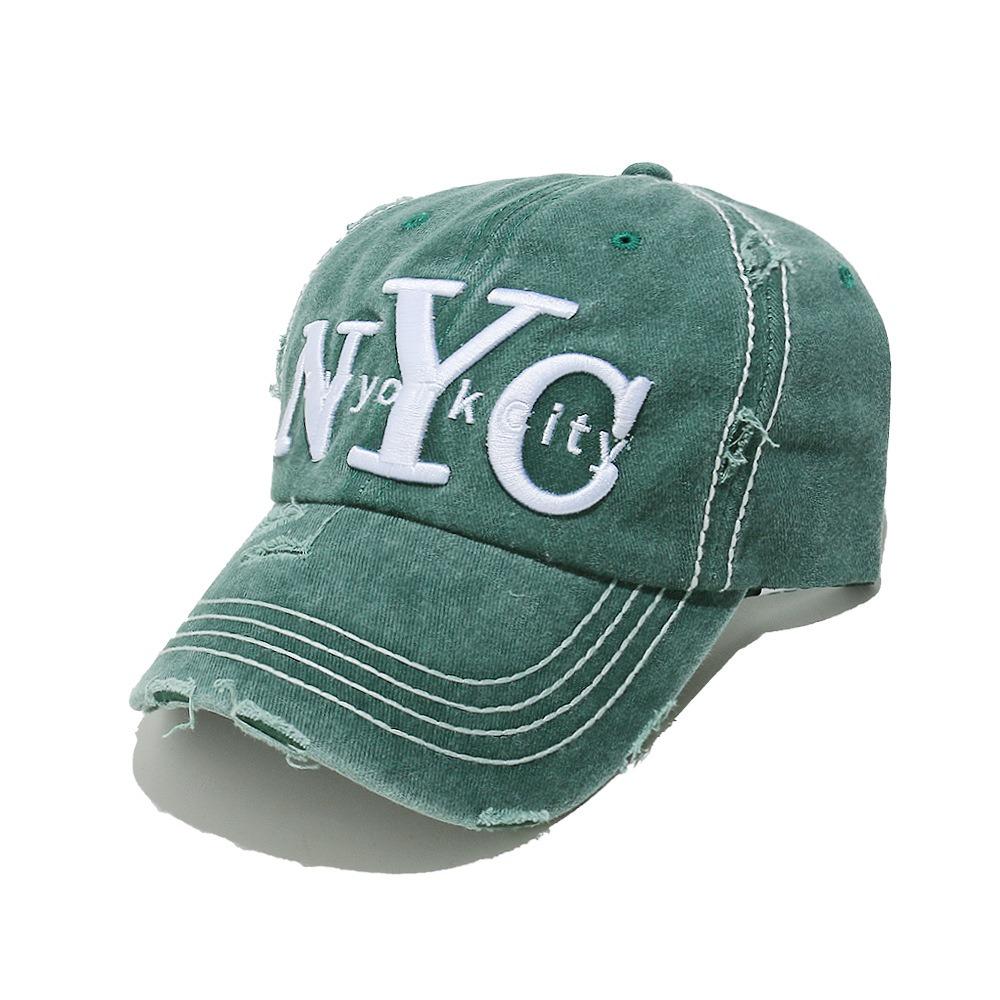Hole Embroidery Baseball Cap NYC Sun Hat Retro Letter Baseball Hat  Cycling