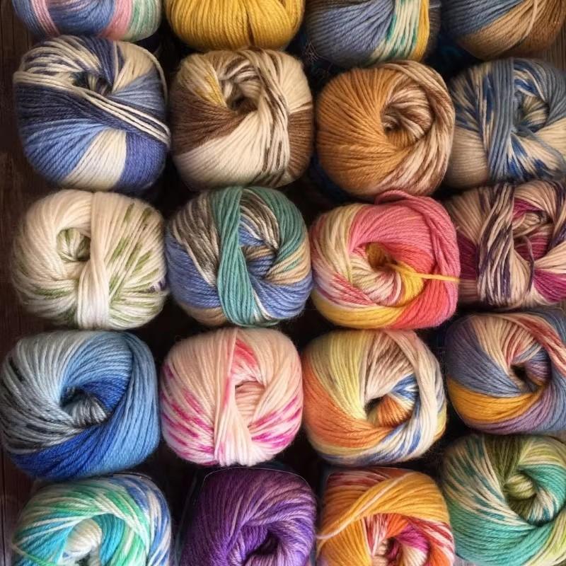 

50g*2pcs Colorful Children s Baby s Wool Yarn Hand Knitted Medium Coarse Blended Colored Segment Dyed Autumn Winter DIY Knitting