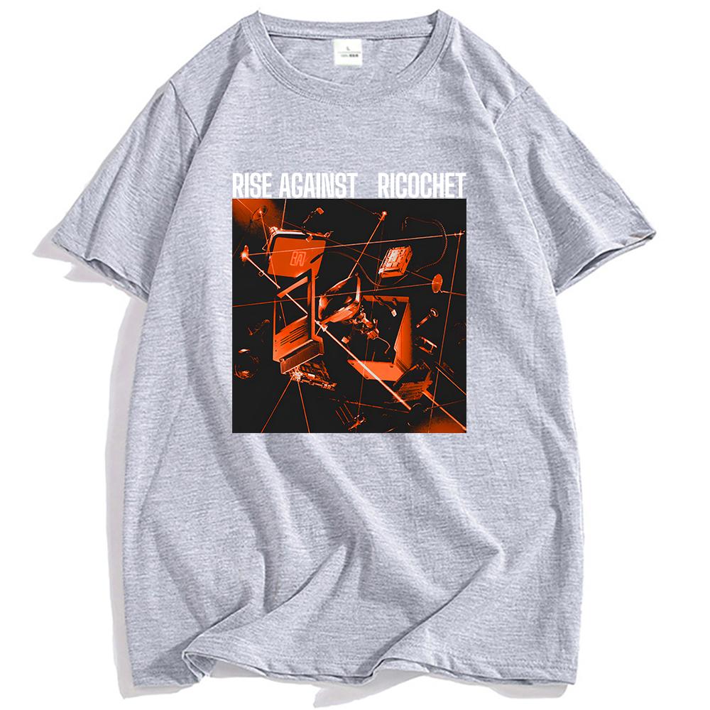 Ricochet Album Cover T-Shirt RISE AGAINST Rock Band Tshirts Casual Short Sleeve Male T Shirt Unisex Hip Hop Streetwear Men Tees