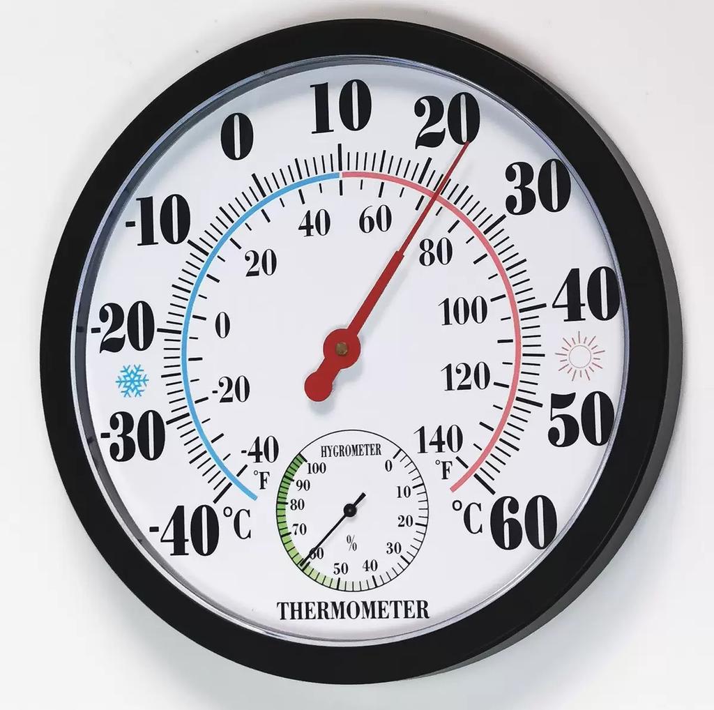 TH9250P-25CM Temperature and Humidity Meter Black Shell Euro Disk Color Red Needle