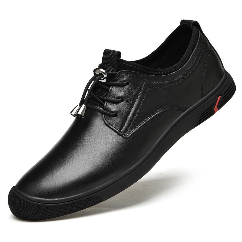 Men s Spring/Summer Cowhide Leather Low-Top Sports Shoes - Casual Round Toe Lace-Up 45