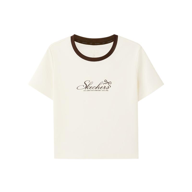 Skechers Moisture Wicking Solid Color Crew Neck Pullover Regular T-Shirt Women tops L126W030-0074 S