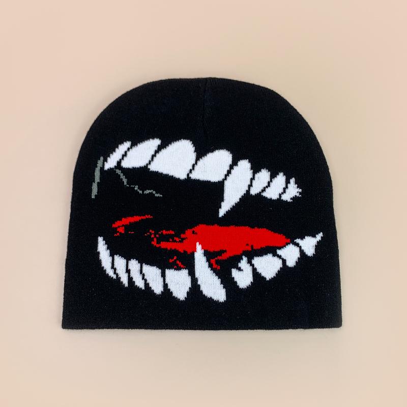 American Style Devil Hip Hop Knitted Hats Autumn And Winter New Unisex Funny Warm Personal Versatile Street Fashion Ins Beanies