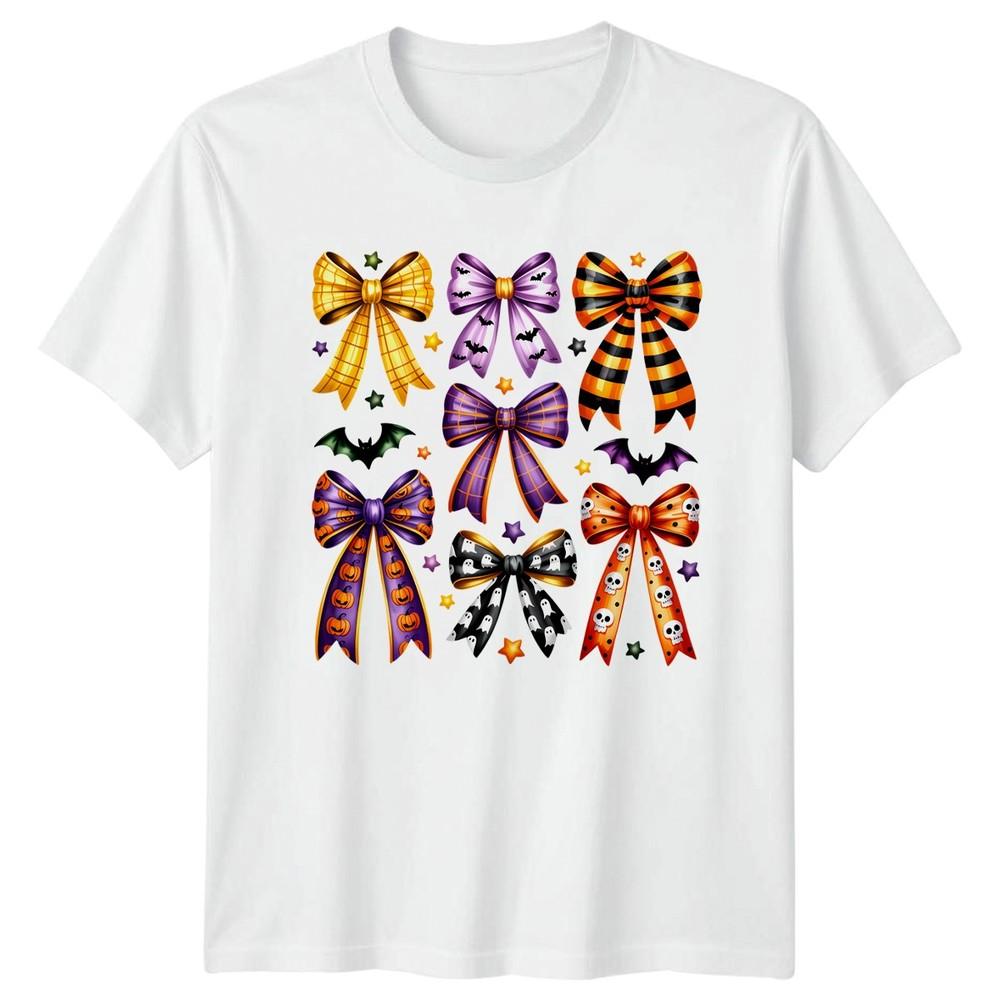 Halloween Bows Bats Pumpkins Graphic Unisexs Unisexs Tee Shirt S