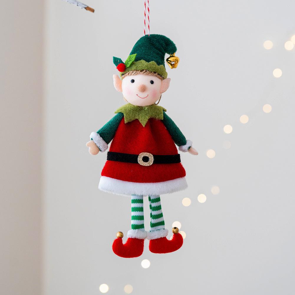 Holiday Display Christmas Doll Hanging Figurine Festive Design Good Fortune Hand-sewn Craftsmanship Playful Posing