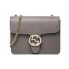 Double G Chain Pebbled Cowhide Messenger Bag Accordion Bag Crossbody Bag Shoulder Bag Women's Gray