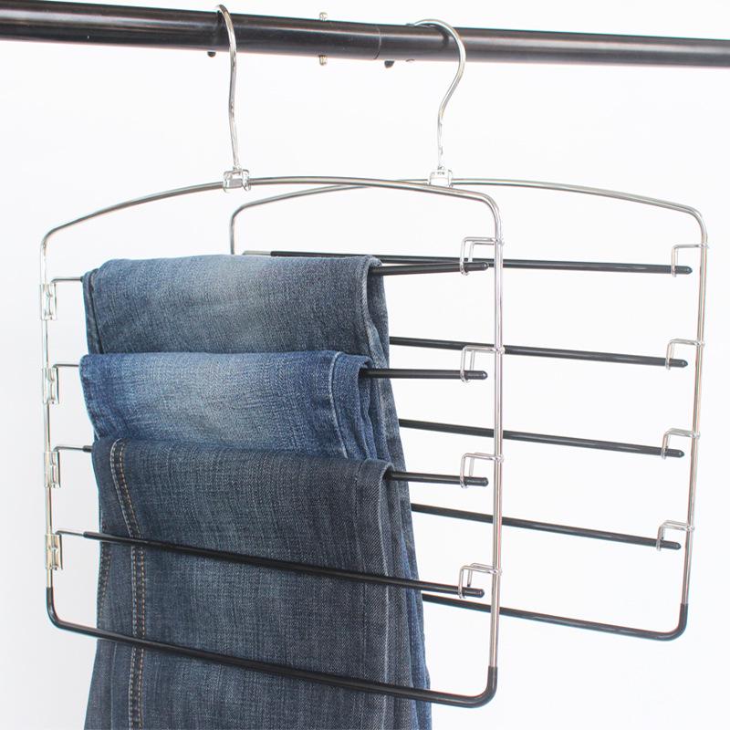 Multifunctional 6-Tier Pants Hanger with 8 Hooks & 10 Clips for Hats, Belts, and Underwear Storage