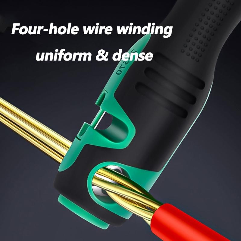 Double Purpose Screwdriver With Wire Stripping And Cable Winding Function Magnetic Tip For Electrical Maintenance