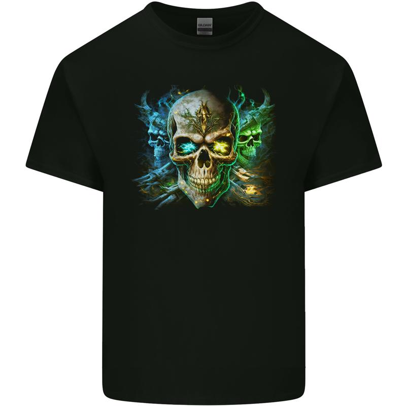 

Drei Demon Totenkpfe Herren Baumwolle Maglietta T-Shirt - Men s Summer Cotton Graphic Tee 5XL