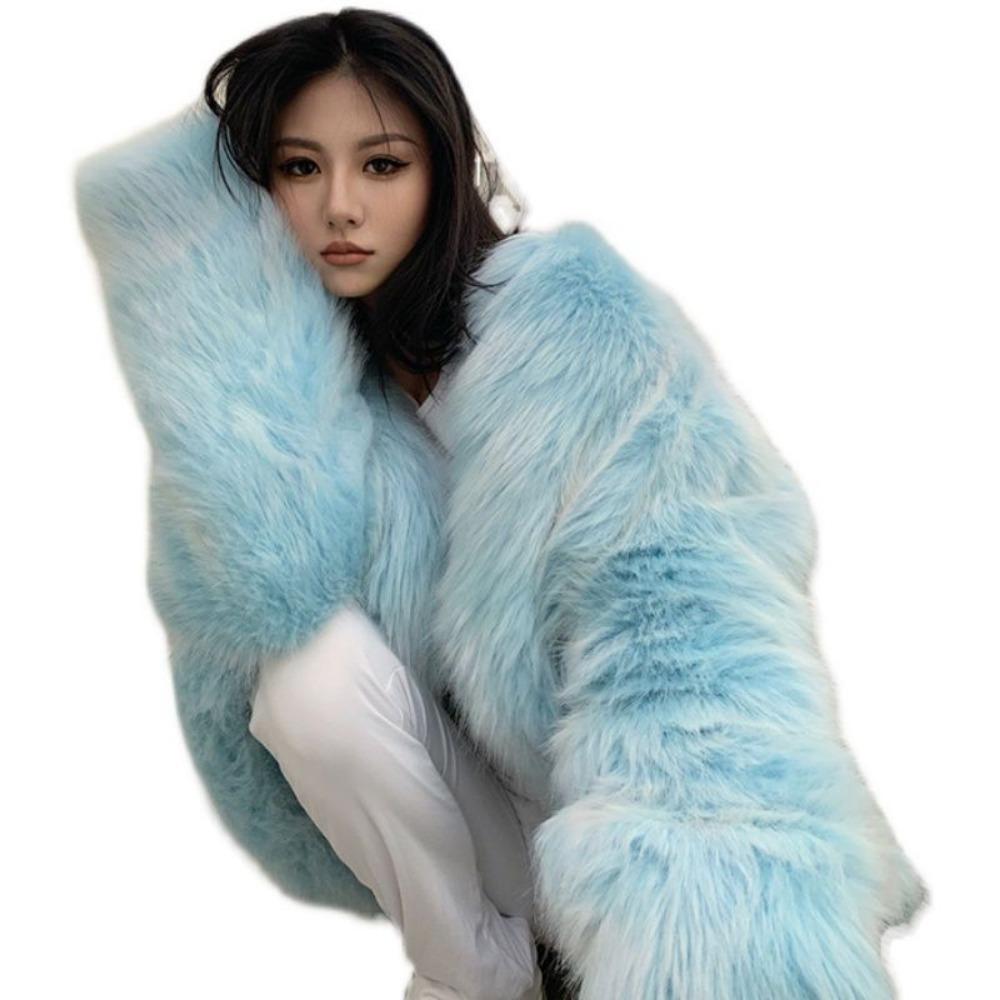 Autumn and Winter Popular Temperament Plush Fur Coat Women's Medium-length Imitation Fox Fur Slimming Fur Fashion Coat