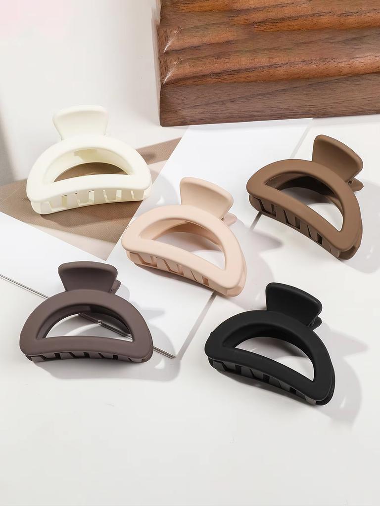 5 Pcs Small Flower Hair Claw Clips for Women Girls,Matte Rectange Jaw Clips,Semicircle Barrettes for Thin Hair