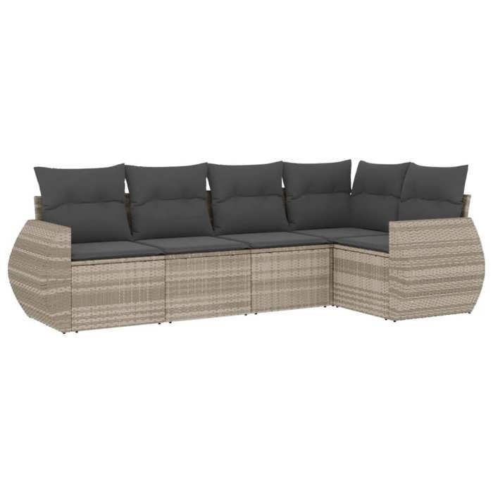 VidaXL Garden Lounge Set with Cushions 5 Pcs, Patio Sofas, Patio Furniture Set, Outdoor Furniture, Grey 3253669