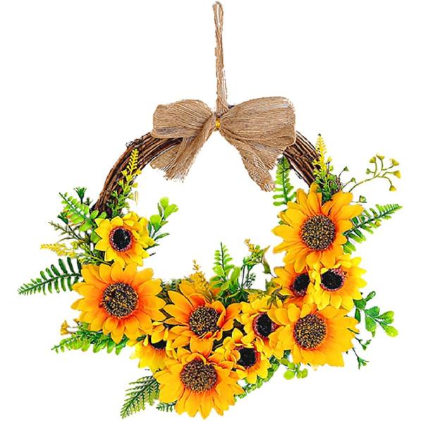 NOLITOY 1pc Sunflower Door Trim Decoraciones para Salas De Casa Flower Hoop Garland Hanging Hoop Wreath Large Sunflower Wreath Summer Front Door
