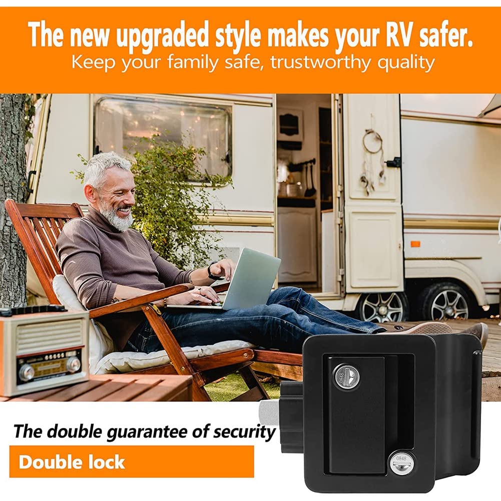 Haskoss RV Travel Trailer Entry Door Camper Door Latch with Paddle RV for Cargo Hauler Hose Trailer Trucks Lock, Deadbolt, Handle,