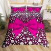 Pink Bow Duvet Cover Set For Kids Adults Girls Dreamy Princess Style Bedding Set Kawaii Bowknot Comforter Cover With Pillowcases