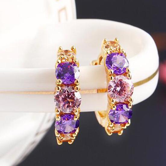 

1 пара серег-кольцев, цветные стразы, геометрические круглые золотые элегантные неаллергенные серьги для женщин и девочек, модные ювелирные изделия, подарок