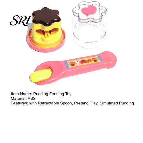 Role Play Feeding Toy Simulated Pudding with Retractable Spoon Pretend Role-Playing Plush Doll Accessory Baby Interactive Easter Basket Stuffers Gifts