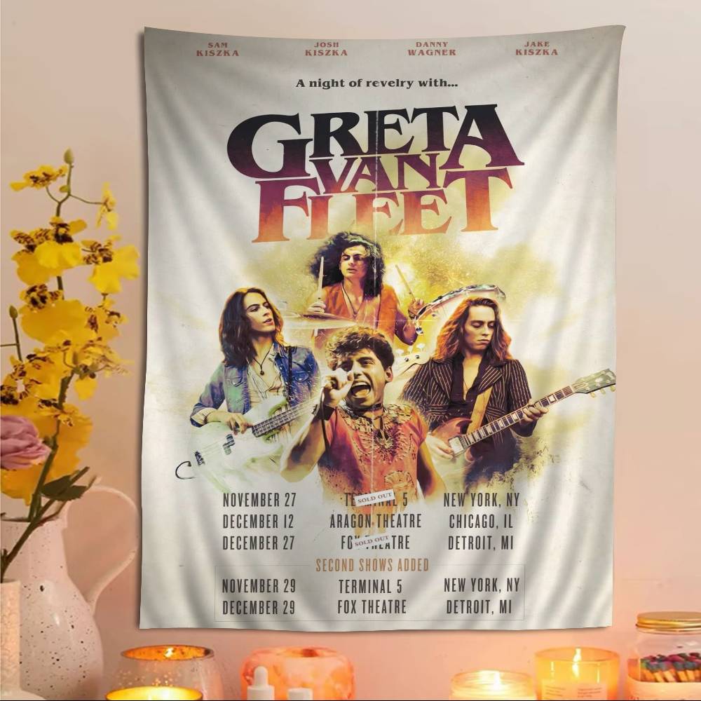 Greta Van Fleet Band Rock Cartone Animato Arazzo Arte Fantascienza Stanza Arredamento Casa Arte Arredamento Casa
