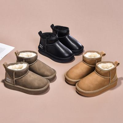 Botas de Neve de Inverno para Bebê Couro Quente Pelúcia Sapatos para Meninos Pequenos Antiderrapante Moda Botas para Meninas Pequenas