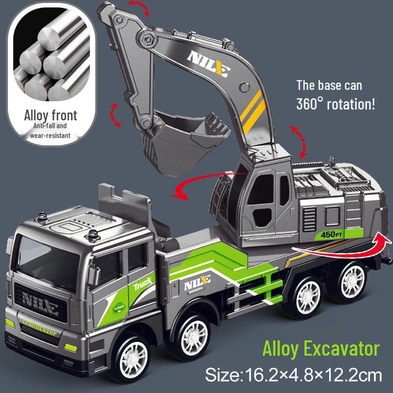 

Multifunctional Alloy Construction Toy Set: Excavator, Mixer, Forklift, Tower Crane, and More