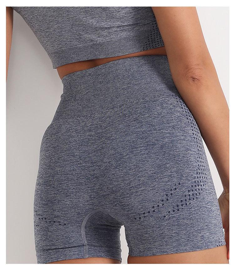 Summer High-Waisted Seamless Yoga Shorts for Running and Fitness
