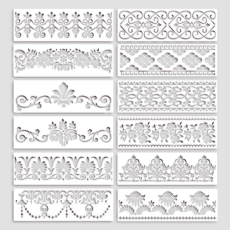Retro Pattern Cake Decorating Embossing Template for DIY Lace and Spray Paint