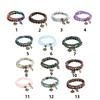 Tree Charm Bracelet Set Agates Bead  Stone Bracelets for Women Man Leaf Pendant Bangles Jewelry Gift
