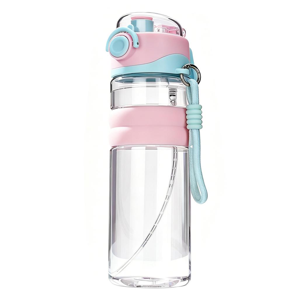Spray Sports Water Bottle with Straw Direct Drinking Dual-Use Plastic Water Bottles for Outdoor Travel Office Walking