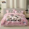 3pcs Valentine's Day Romantic Pink Cow Print Coreless Down Duvet Cover Set Comfortable Bedroom Bedding Decoration Machine Wash
