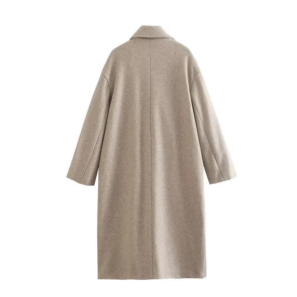 Gabardina larga de lana con botones y doble botonadura, versátil, informal, para otoño e invierno, nueva moda para mujer