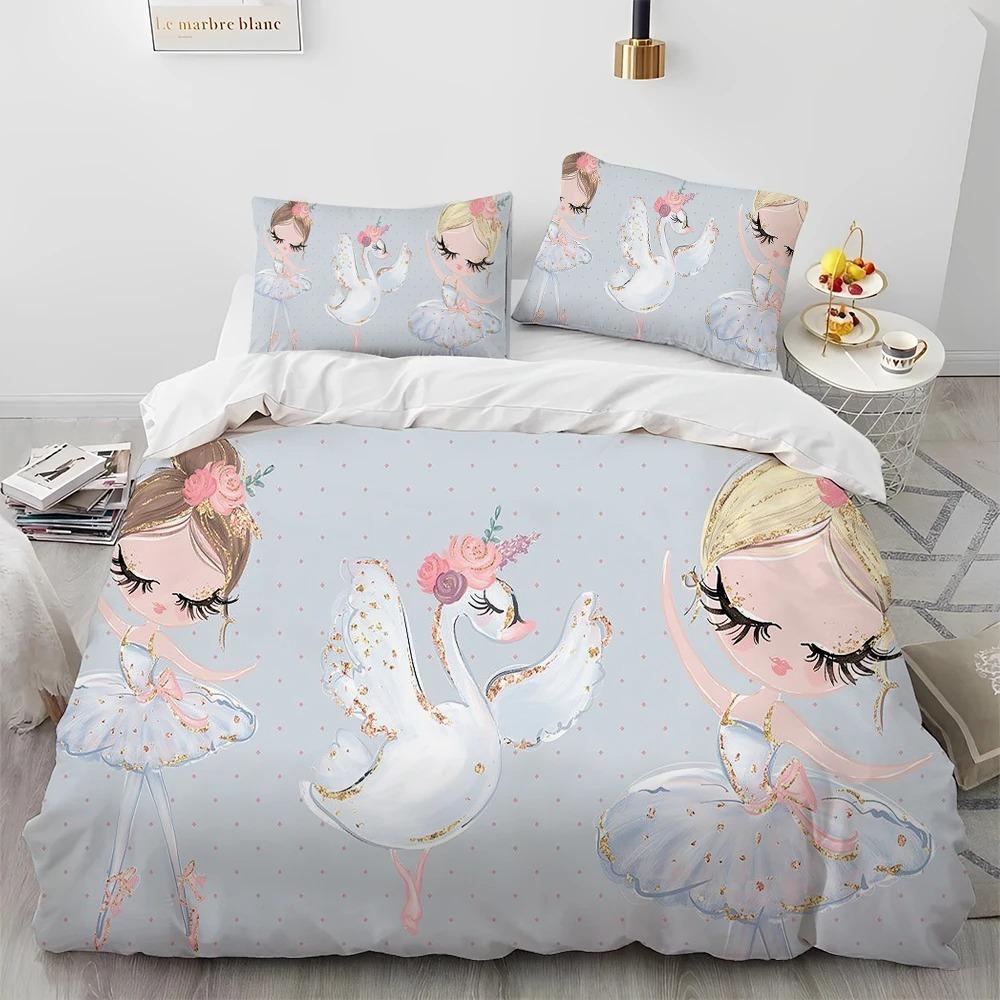 Comforter Kids Cartoon Cute Ballet Girl Ballerina Comforter Bedding Set Bed Set Queen Size Bedding Set