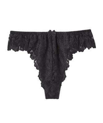 Nissen Coordinating Panties Lace Size 3L Women's T-Back Panties, All-Lace T-Back (Large Floral/Elegant (Triumph)), Black,