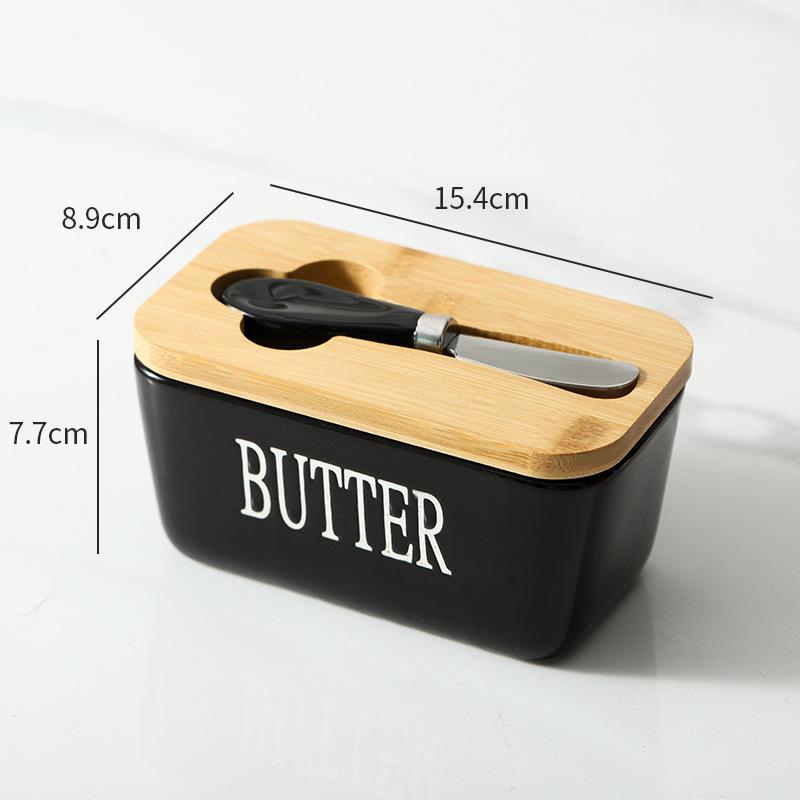 European-Style Ceramic Butter Dish with Lid - Cheese Storage Box for Fresh-Keeping In Kitchen