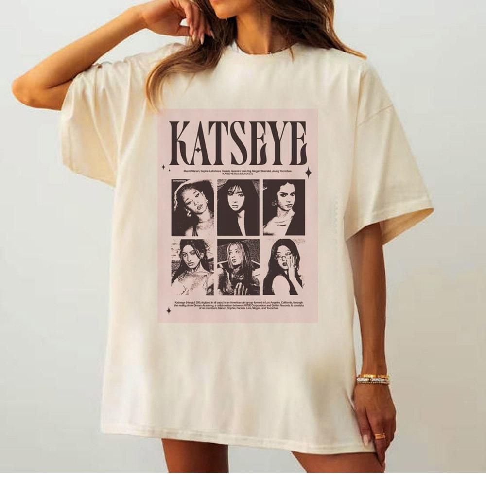 Katseye tshirt female Pop Culture Pastel aesthetic Psychedelic graphic t shirt anime Vintage hip hop Pop Culture Graphic Classic S