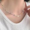 Gold Plated Titanium Steel Freshwater Pearl Choker Necklace for Women