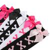 1 Paar Mädchen Schwarz Süß Niedlich Rosa Y2K Harajuku Lolita Oberschenkelhohe Strümpfe Mädchen Knochen Schleife Socken Streetwear