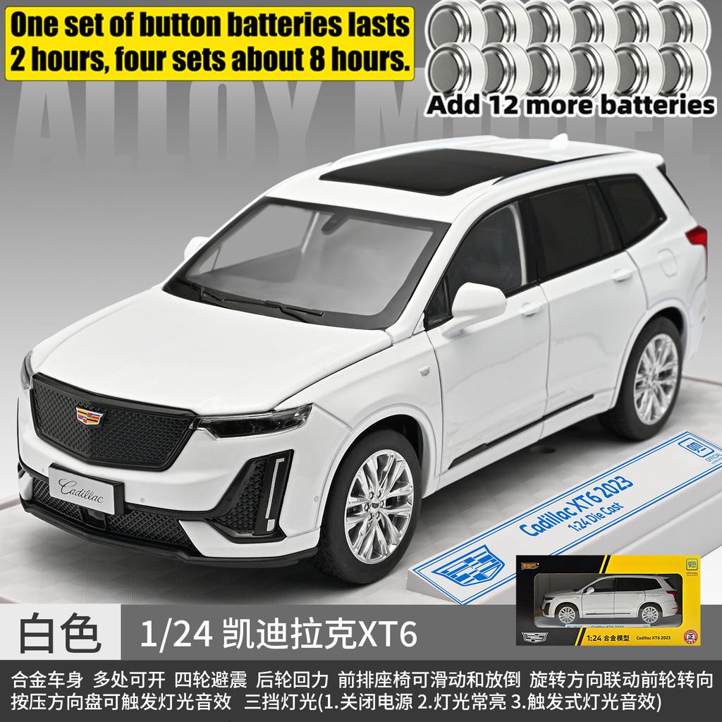 1:24 Cadillac XT6 2023 Off Road SUV Alloy Car Model Diecast Metal Car Vehicles Model Simulation Sound & Light Collection Present